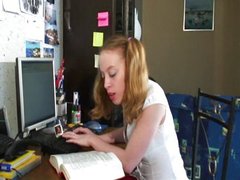 Sweet teen dragged away from the computer